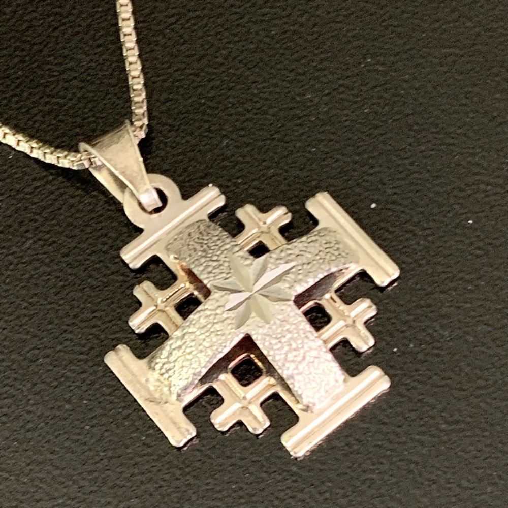 New JERUSALEM Sterling Silver Cross Pendant Necklace INCLUDED 18” CHAIN & CROSS